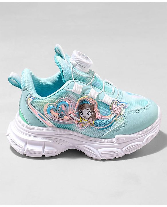 Cute Walk by Babyhug Slip On Sports Shoes with Mermaid Applique - Sea Green