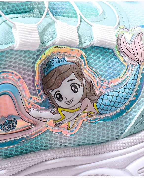 Cute Walk by Babyhug Slip On Sports Shoes with Mermaid Applique - Sea Green
