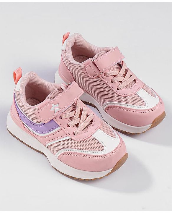 Cute Walk by Babyhug Sports Shoes with Velcro Closure & Logo Applique - Pink