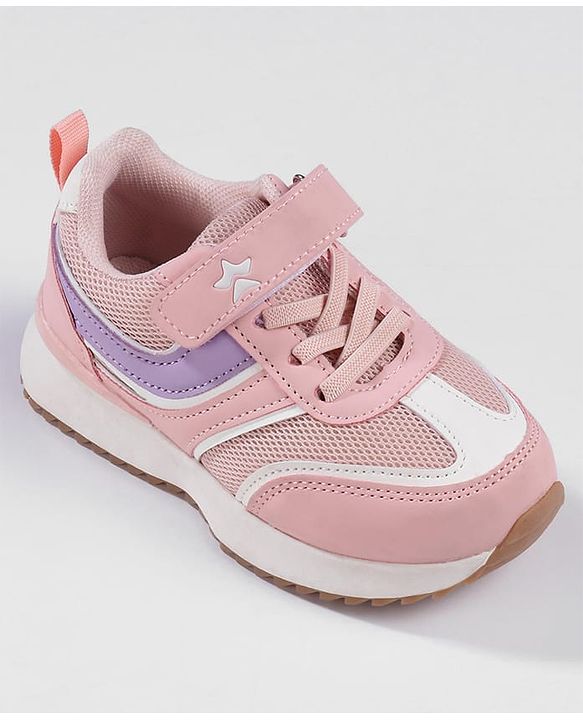 Cute Walk by Babyhug Sports Shoes with Velcro Closure & Logo Applique - Pink