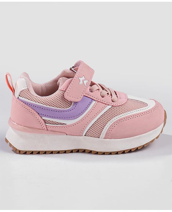Cute Walk by Babyhug Sports Shoes with Velcro Closure & Logo Applique - Pink
