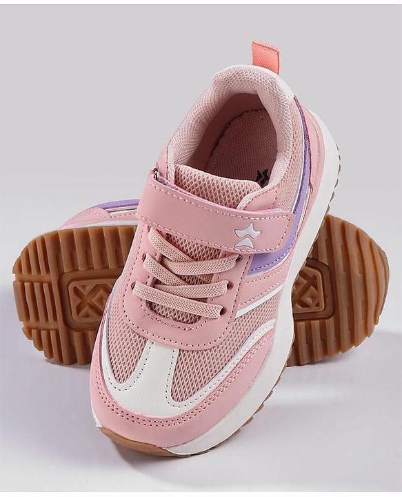 Cute Walk by Babyhug Sports Shoes with Velcro Closure & Logo Applique - Pink