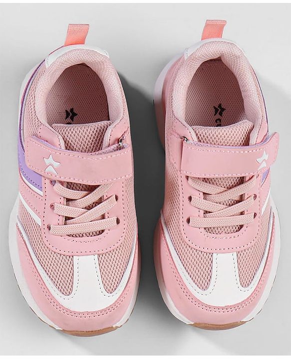 Cute Walk by Babyhug Sports Shoes with Velcro Closure & Logo Applique - Pink