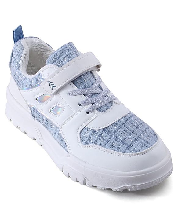 Pine Kids Sports Shoes with Velcro Closure & Tape Detailing - Light Blue