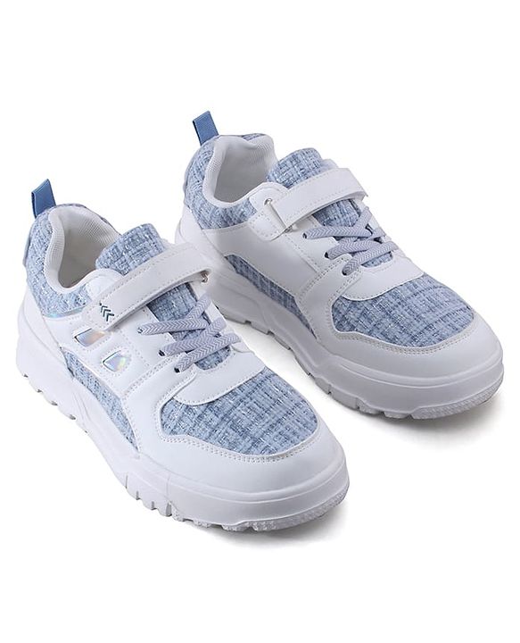 Pine Kids Sports Shoes with Velcro Closure & Tape Detailing - Light Blue