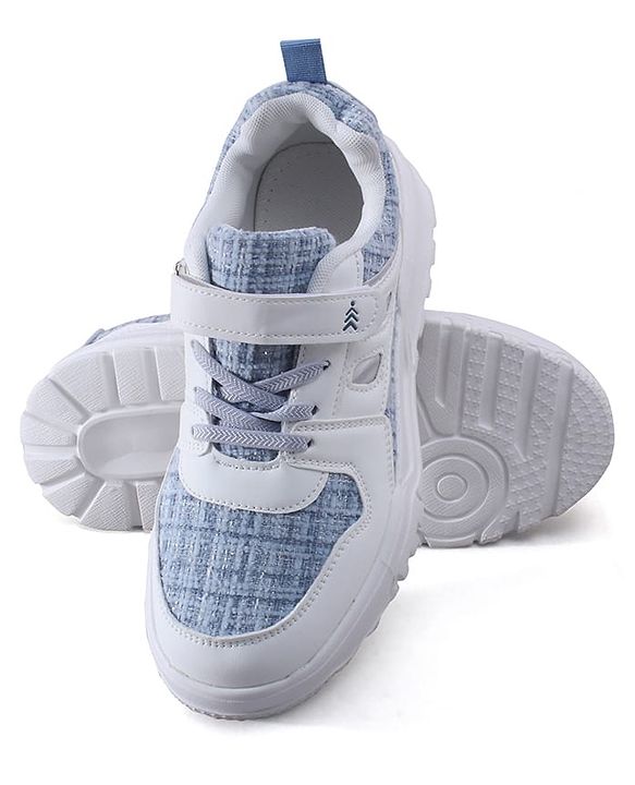 Pine Kids Sports Shoes with Velcro Closure & Tape Detailing - Light Blue