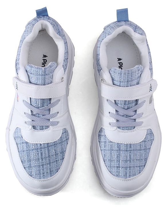 Pine Kids Sports Shoes with Velcro Closure & Tape Detailing - Light Blue