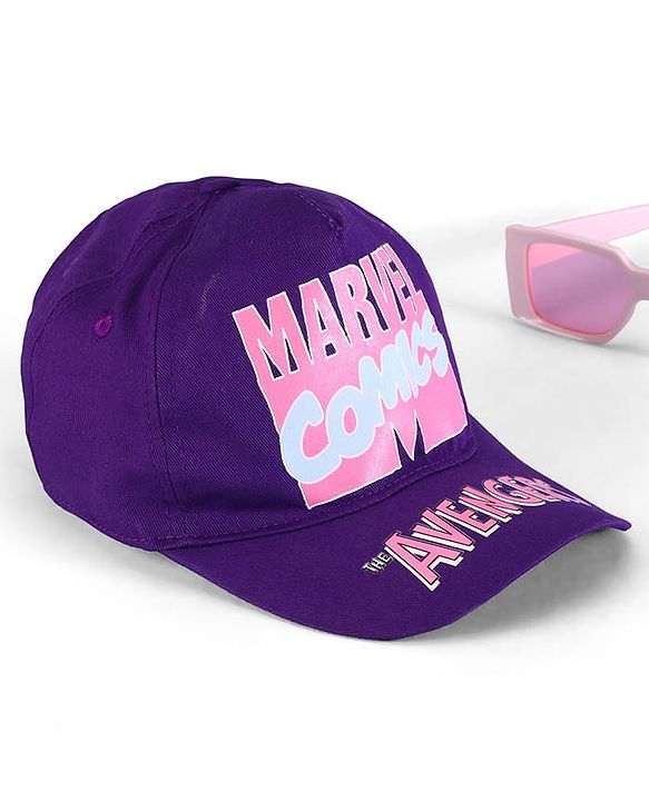 Pine Kids Marvel Summer Caps with Avengers Graphics Print Purple - Diameter 28.5 cm