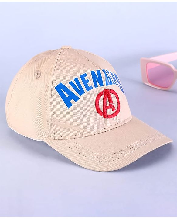 Pine Kids Marvel Summer Caps Caps with Avenger Graphics & Badge Detailing Beige - Diameter 28 cm