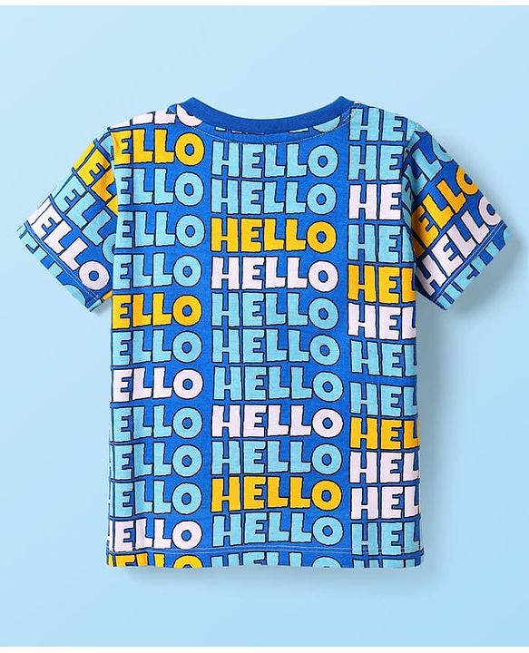 Babyhug Cotton Knit Half Sleeves Striped T-Shirts with Text Print Pack of 3 - Orange Blue & Yellow