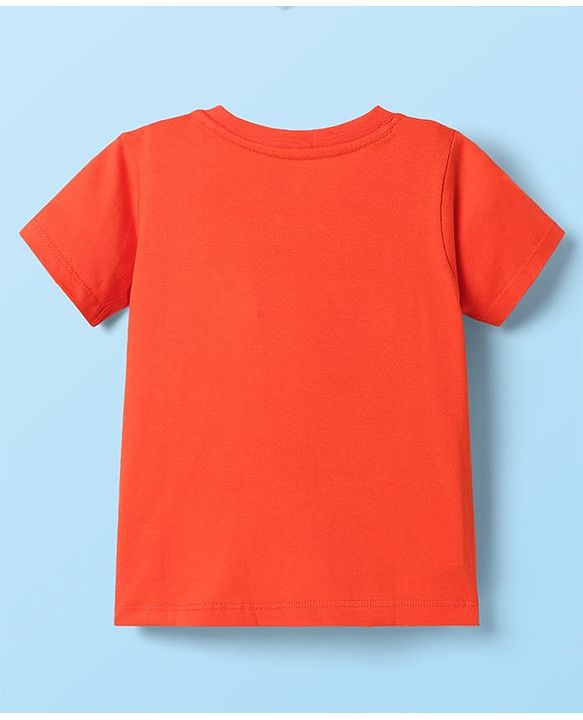 Babyhug Cotton Knit Half Sleeves T-shirt With Stripes & Animal Graphics Pack Of 3  - Light Green White & Orange