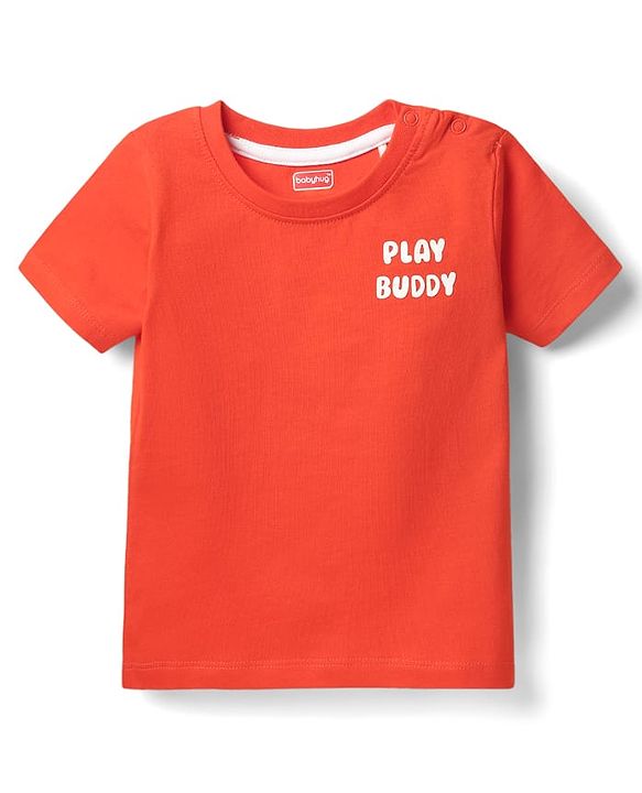 Babyhug Single Jersey Knit Striped Dungaree & Half Sleeves T-Shirt With  Teddy Bear Print - Red