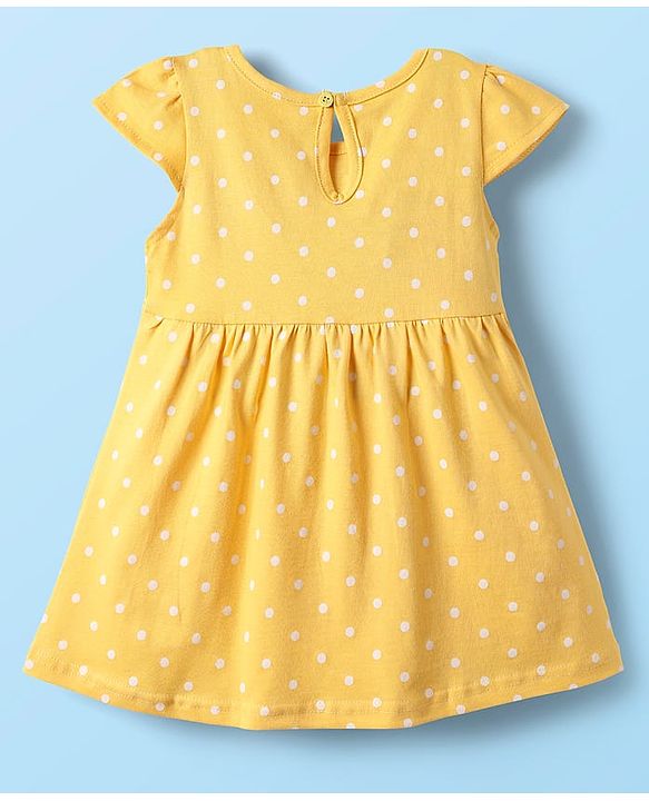 Babyhug Single Jersey Knit Cap Sleeves Frocks with Polka Dot & Floral Print Pack of 2 - Yellow & Green