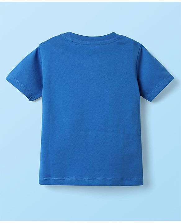 Babyhug Single Jersey Knit Half Sleeves T-Shirt & Dungaree with Nautical Print - Blue
