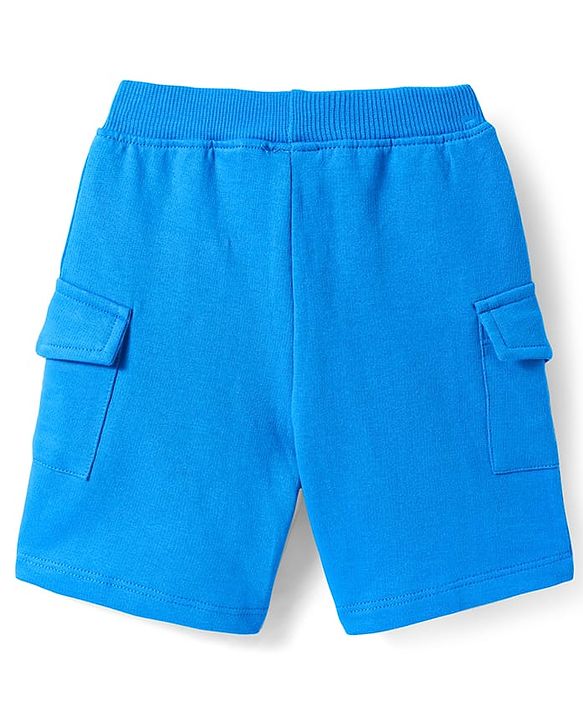 Babyhug Single Jersey Knit Sleeveless T-Shirt & Shorts Set with Beach Theme Print - Yellow & Blue