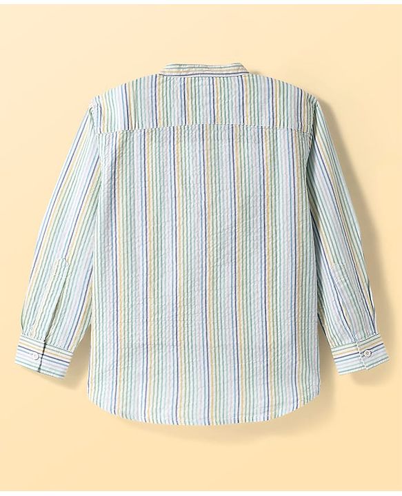 Pine Kids Cotton Woven Full Sleeves Shirt With Stripes - Multicolour
