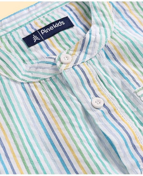 Pine Kids Cotton Woven Full Sleeves Shirt With Stripes - Multicolour