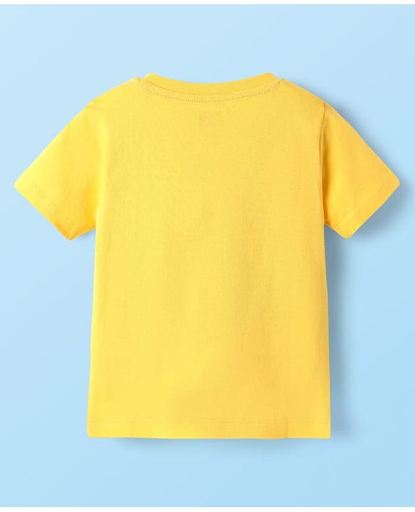 Babyhug Single Jersey Knit Ship Printed Dungaree Half Sleeves Inner Tee - Yellow
