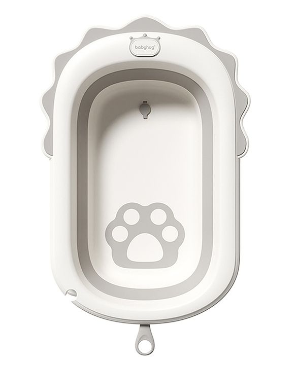 Babyhug Foldable Bathtub with Printed Cushion - Grey