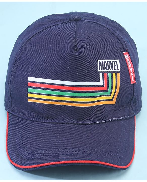 Pine Kids Marvel 100% Cotton Woven Summer Cap With Avengers Graphics And Badge Detailing Navy Blue - Diameter 55 cm