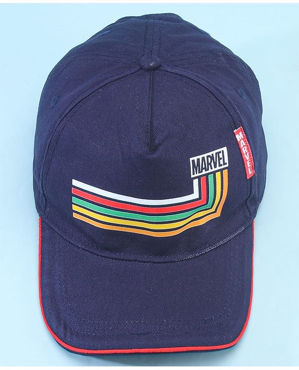 Pine Kids Marvel 100% Cotton Woven Summer Cap With Avengers Graphics And Badge Detailing Navy Blue - Diameter 55 cm