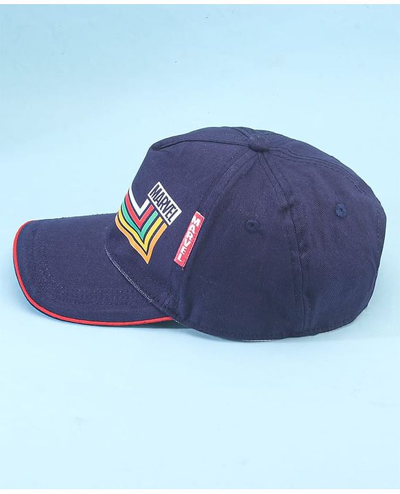 Pine Kids Marvel 100% Cotton Woven Summer Cap With Avengers Graphics And Badge Detailing Navy Blue - Diameter 55 cm