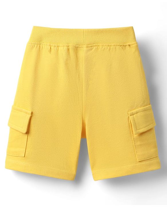 Babyhug Single Jersey Knit Half Sleeves T-Shirt & Shorts Set With Animal Print - Blue & Yellow
