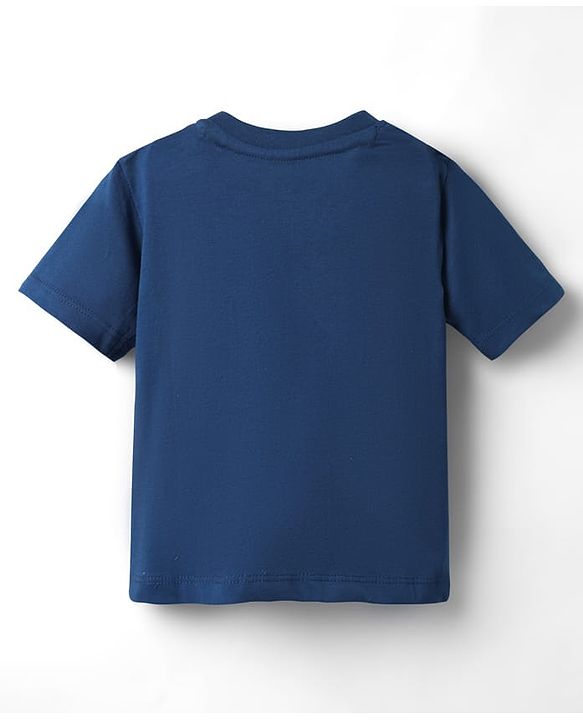 Babyhug Single Jersey Knit Half Sleeves T-Shirt & Shorts Set With Animal Print - Blue & Yellow