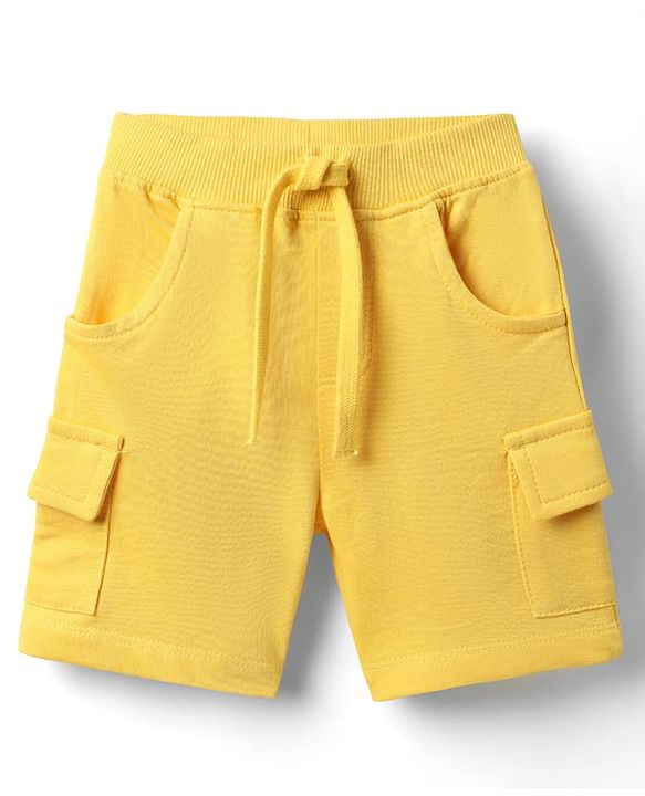 Babyhug Single Jersey Knit Half Sleeves T-Shirt & Shorts Set With Animal Print - Blue & Yellow