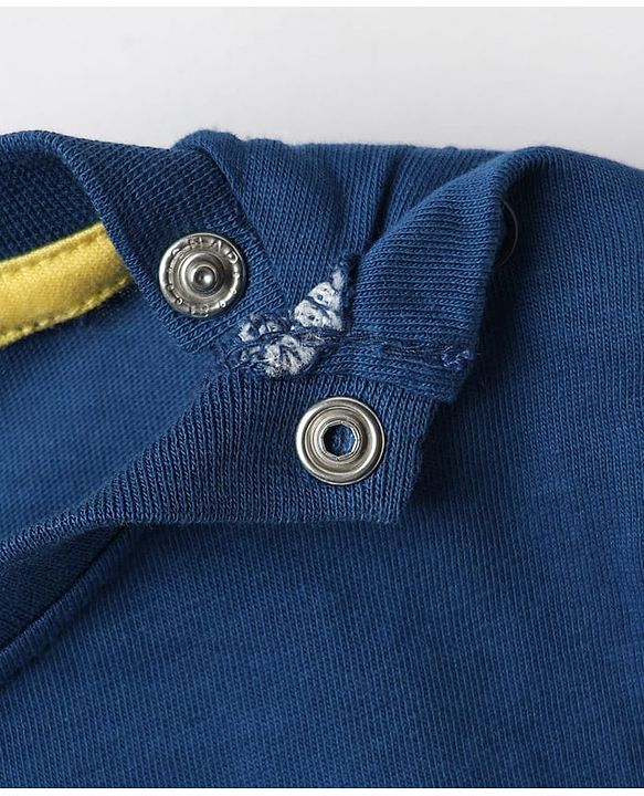 Babyhug Single Jersey Knit Half Sleeves T-Shirt & Shorts Set With Animal Print - Blue & Yellow