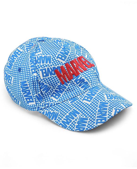 Pine Kids Marvel Cotton Woven Summer Cap with Avengers Print & Badge Detailing Light Blue - Diameter 53 cm