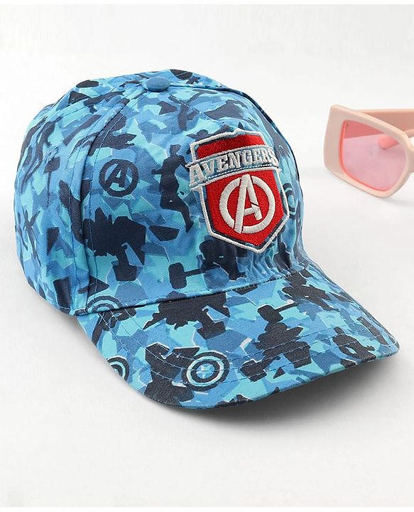 Pine kids Marvel Cotton Woven Cap With Avengers Print Blue - Diameter 19 cm