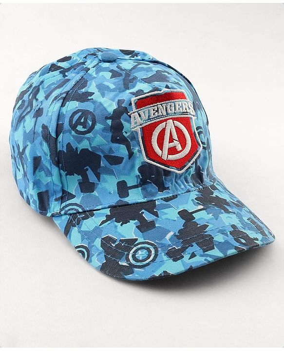 Pine kids Marvel Cotton Woven Cap With Avengers Print Blue - Diameter 19 cm