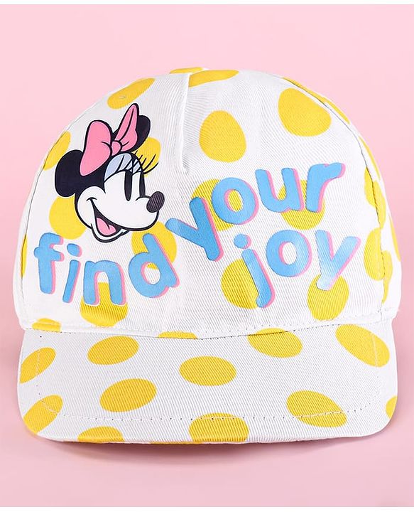 Pine Kids Disney Summer Caps with Minnie Mouse Graphics & Polka Dot Print Yellow & White - Diameter 52.5 cm