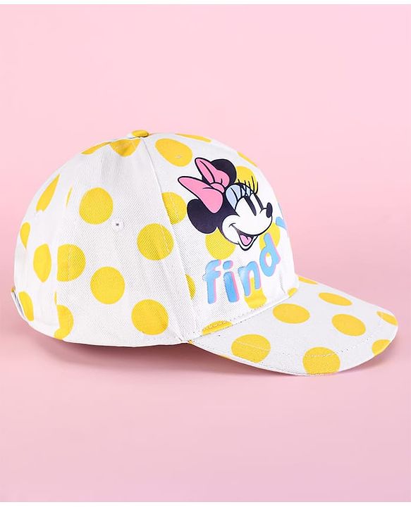 Pine Kids Disney Summer Caps with Minnie Mouse Graphics & Polka Dot Print Yellow & White - Diameter 52.5 cm