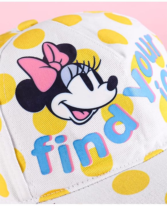 Pine Kids Disney Summer Caps with Minnie Mouse Graphics & Polka Dot Print Yellow & White - Diameter 52.5 cm