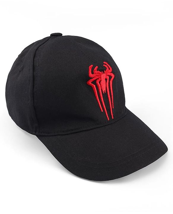 Pine Kids Marvel Cotton Woven Summer Cap with Spiderman Graphics Black - Diameter 17 cm