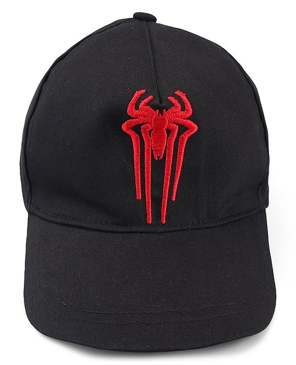 Pine Kids Marvel Cotton Woven Summer Cap with Spiderman Graphics Black - Diameter 17 cm