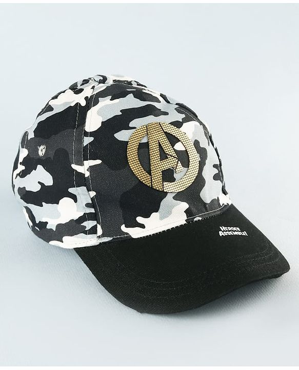Pine Kids Marvel 100% Cotton Summer Cap With Avengers Print Black - Circumference 54 cm