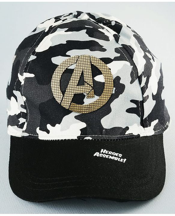 Pine Kids Marvel 100% Cotton Summer Cap With Avengers Print Black - Circumference 54 cm