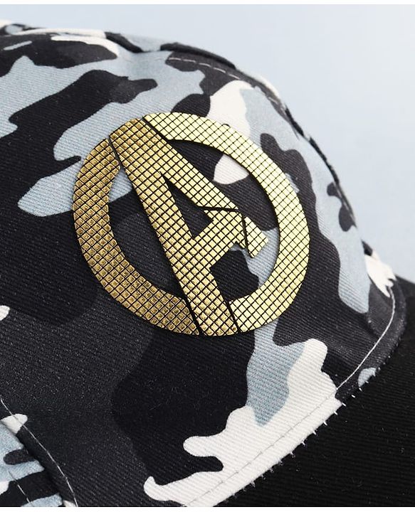 Pine Kids Marvel 100% Cotton Summer Cap With Avengers Print Black - Circumference 54 cm