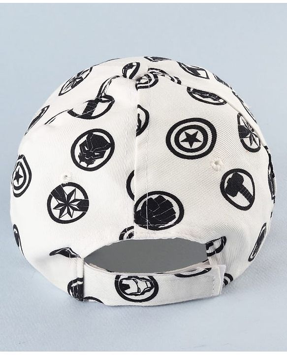 Pine Kids Marvel 100% Cotton Summer Cap With Avengers Print White - Circumference 52 cm