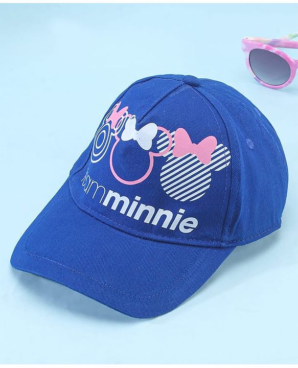 Pine Kids Disney 100% Cotton Woven Summer Cap With Minnie Mouse Family Graphics Blue - Diameter 50 cm