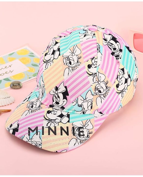 Pine Kids Disney 100% Cotton Summer Cap With Minnie Mouse Family Graphics Pink - Circumference 52 cm