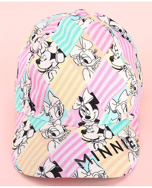 Pine Kids Disney 100% Cotton Summer Cap With Minnie Mouse Family Graphics Pink - Circumference 52 cm