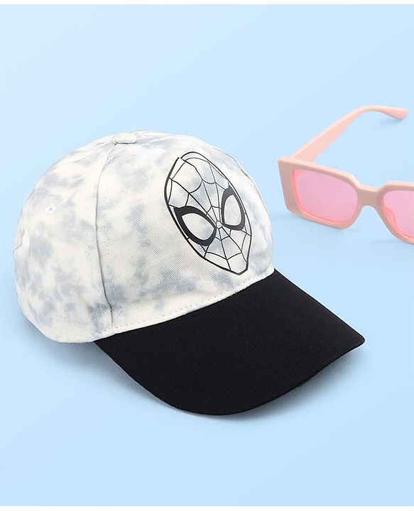 Pine Kids Marvel Cotton Woven Summer Cap With Spider-Man Graphics White - Diameter 16.5 cm