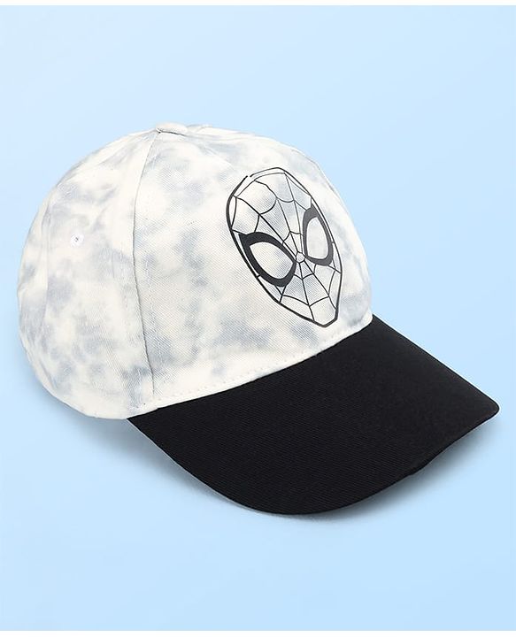 Pine Kids Marvel Cotton Woven Summer Cap With Spider-Man Graphics White - Diameter 16.5 cm