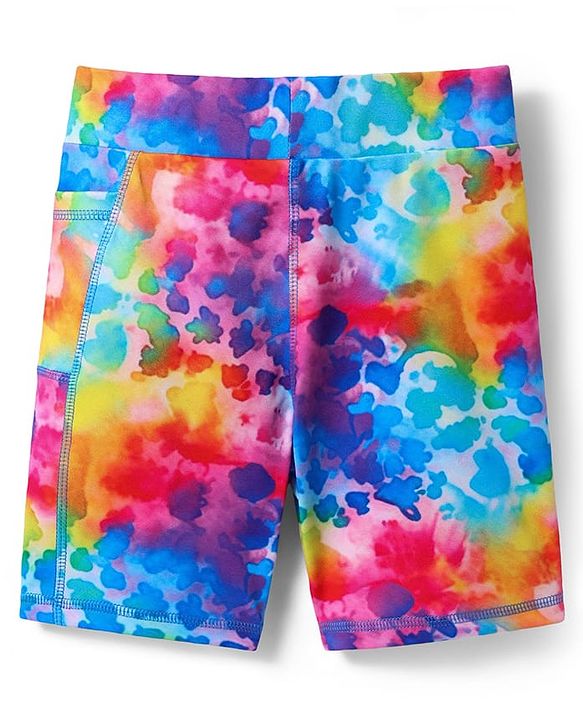 Pine Active Knit Knee Length Super Stretch Cycling Printed Shorts  - Light Blue & Pink