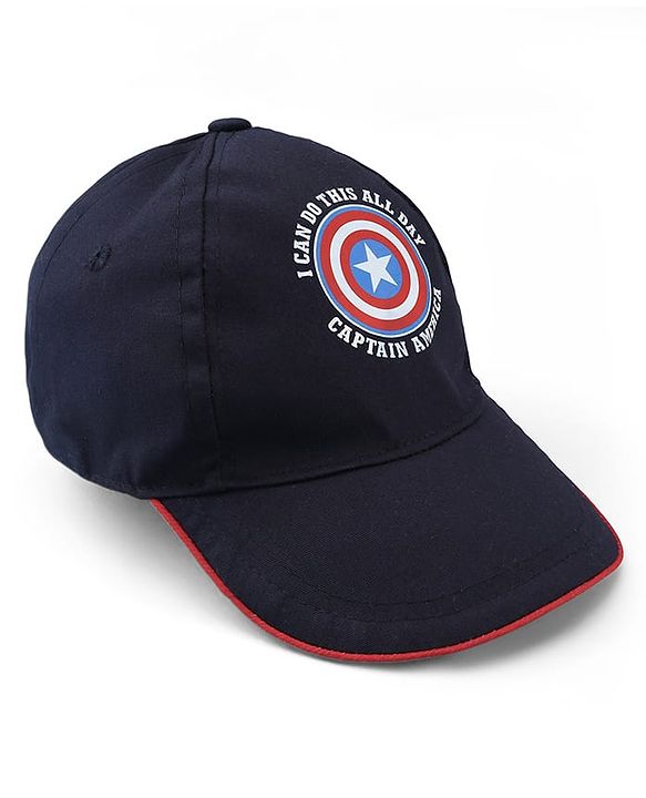 Pine Kids Marvel Cotton Woven Summer Cap with Avengers Graphics & Badge Detailing Navy Blue - Diameter 19 cm