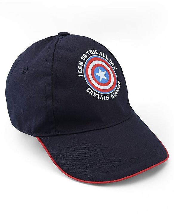 Pine Kids Marvel Cotton Woven Summer Cap with Avengers Graphics & Badge Detailing Navy Blue - Diameter 19 cm